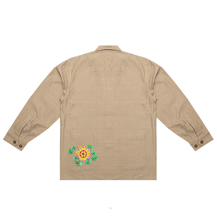 Embroidered Chore Coat (Brown)