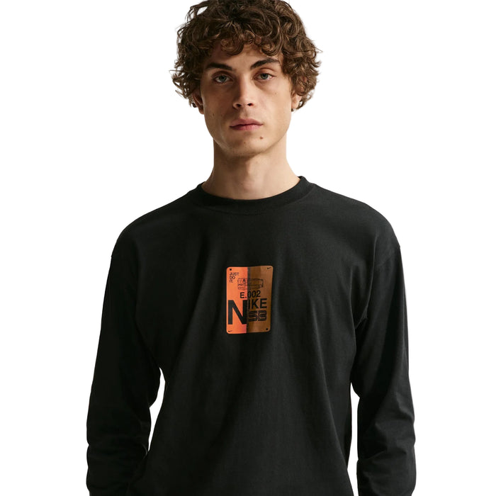 Long-Sleeve Loose Skate T-Shirt (Black/Safety Orange)