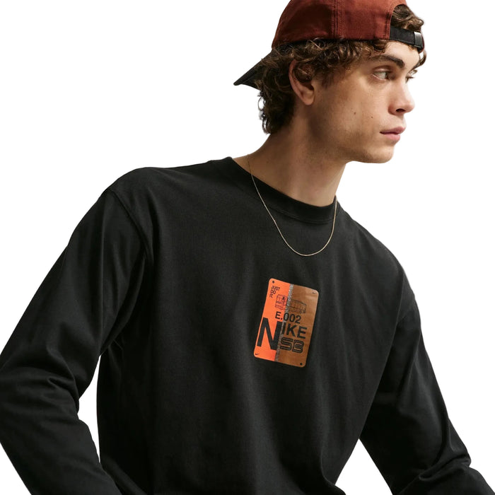 Long-Sleeve Loose Skate T-Shirt (Black/Safety Orange)