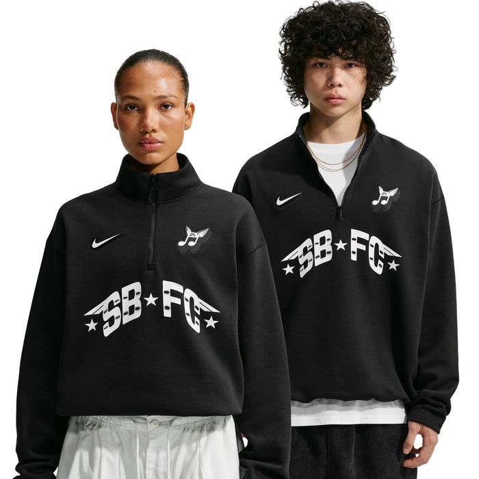Zip Fleece Crew-Neck Sweatshirt "Club 58" (Black)
