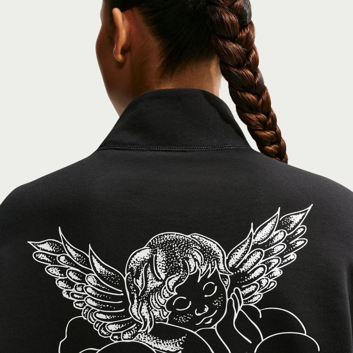 Zip Fleece Crew-Neck Sweatshirt "Club 58" (Black)