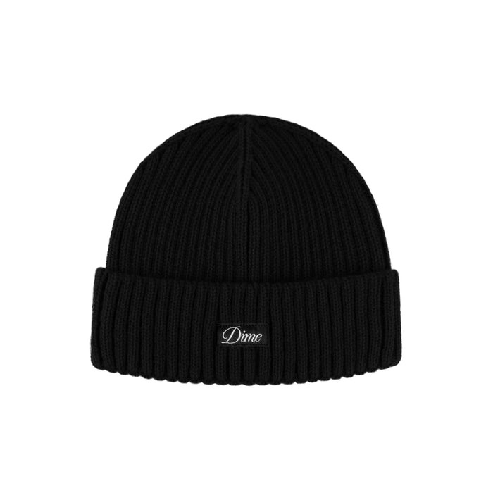 Cursive Fold Beanie (Black)