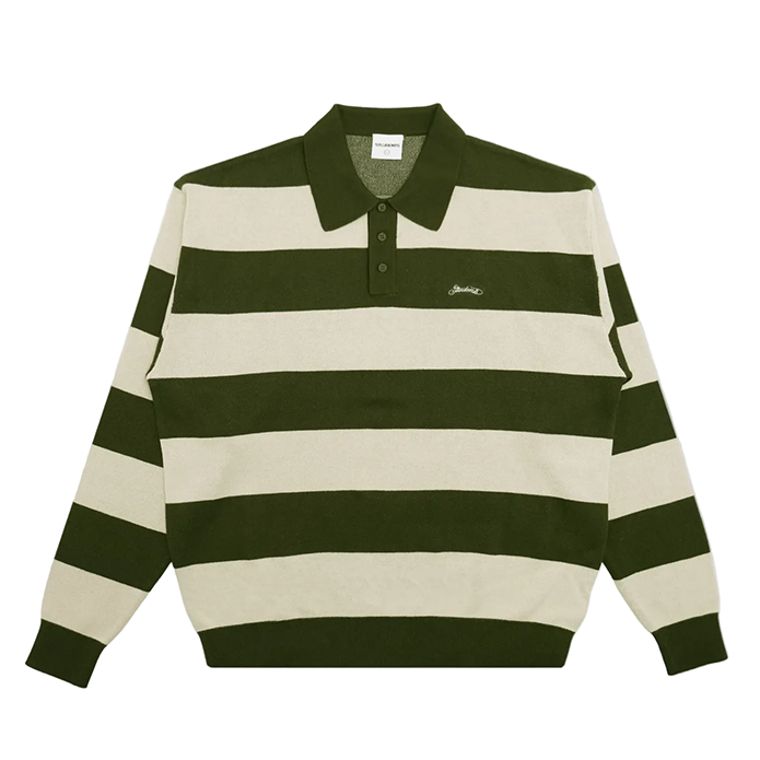 Whittier Knit Polo L/S Sweater (Khaki)