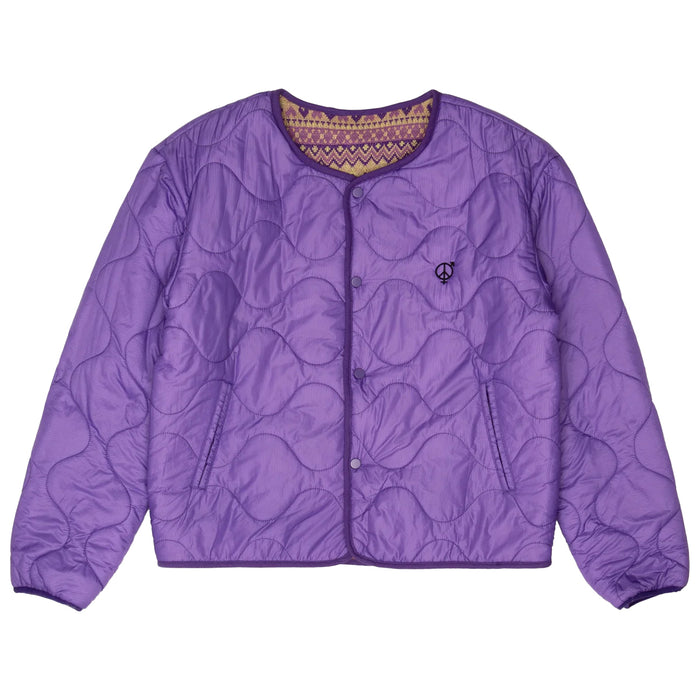 Reversible Jacquard Knit Insulated Jacket (Purple/Olive)