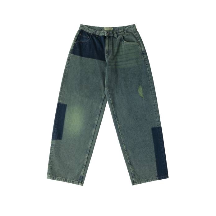 Baggy Denim Pants (Distressed Green)