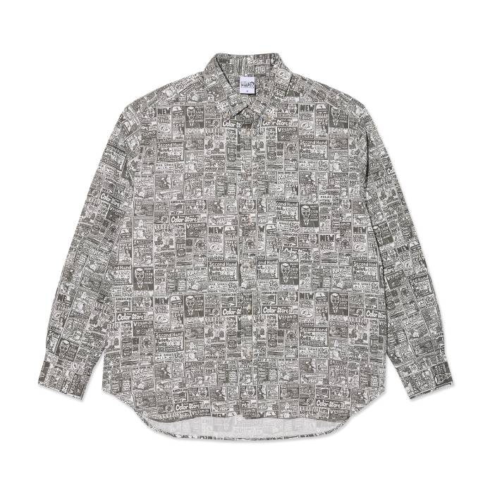 Ben LS Shirt Newspaper (Light Grey)