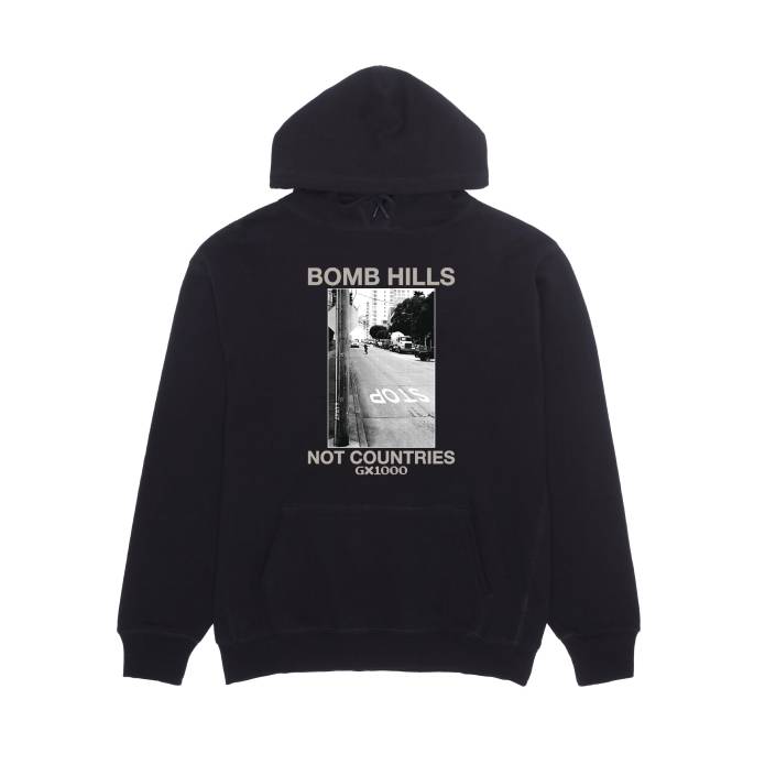 Bomb Hills Not Countries Hoodie (Black w/Grey Font)