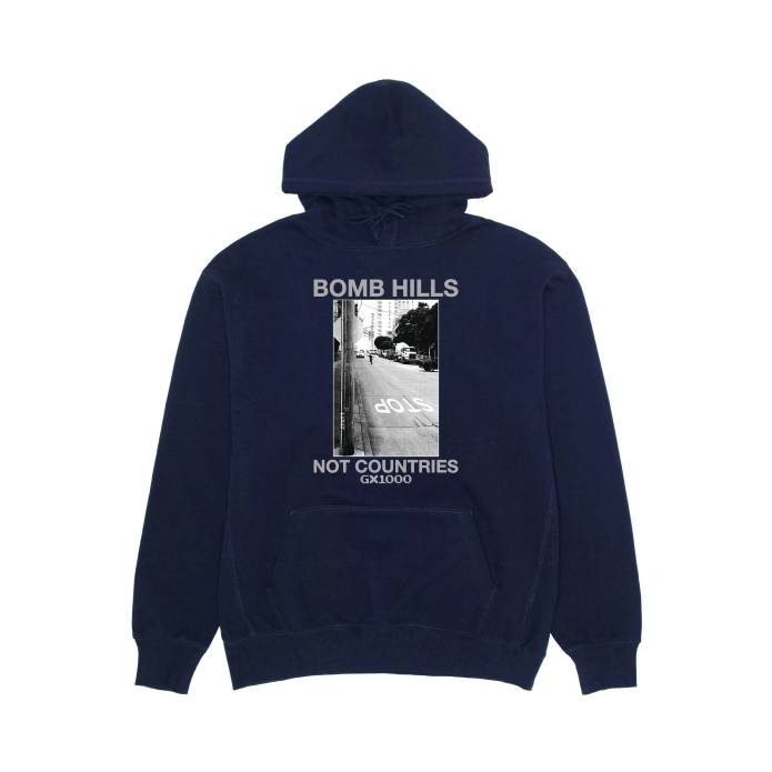 Bomb Hills Not Countries Hoodie (Navy w/ Grey Font)