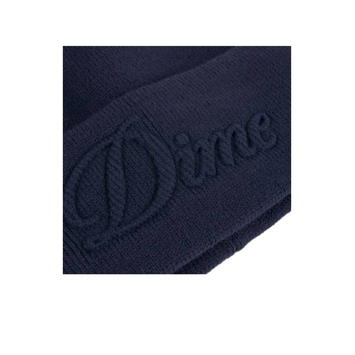 Cursive Fold Beanie (Navy)