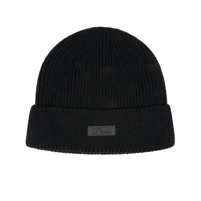 Cursive Rib Beanie (Black)