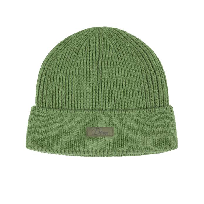Cursive Rib Beanie (Khaki Green)