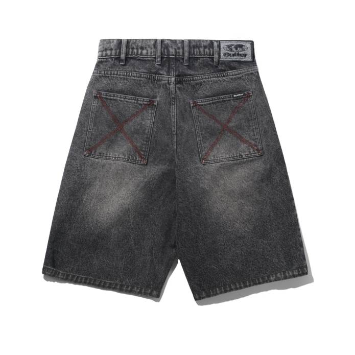 Distressed Big Denim Shorts (Gun Metal)