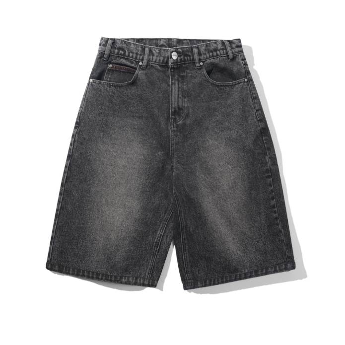Distressed Big Denim Shorts (Gun Metal)