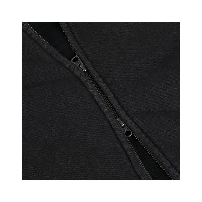 Distressed Terry Zip Hoodie (Acid Black)
