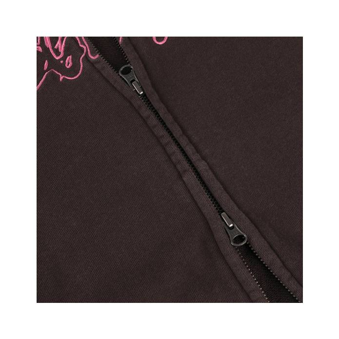 Distressed Terry Zip Hoodie (Acid Brown)