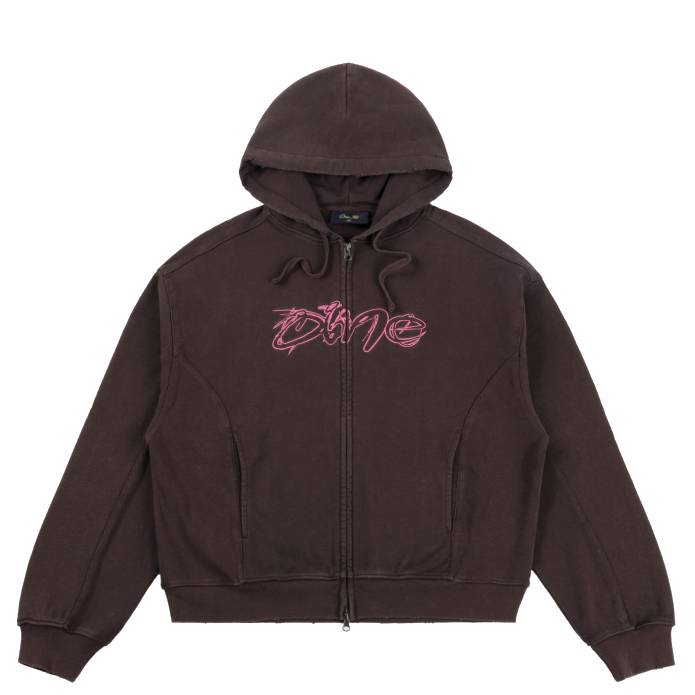 Distressed Terry Zip Hoodie (Acid Brown)