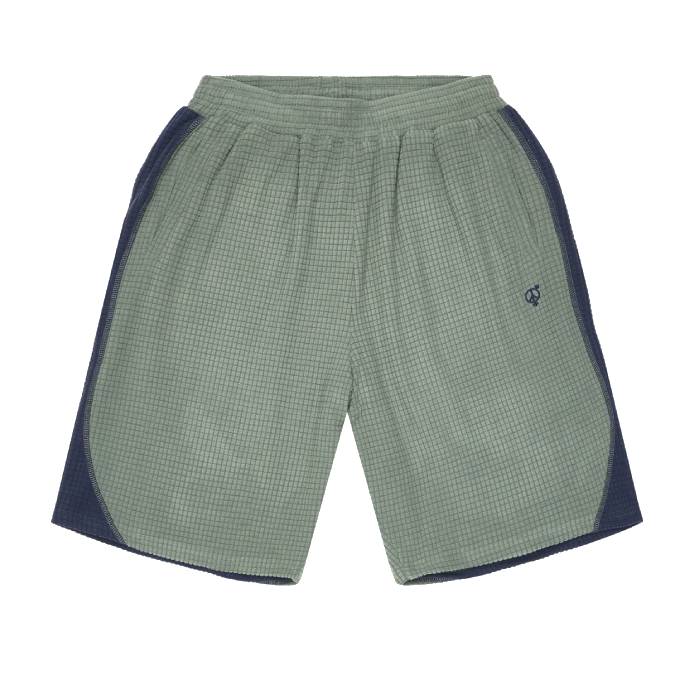 Grid Fleece Hoop Shorts (Sage/Navy)