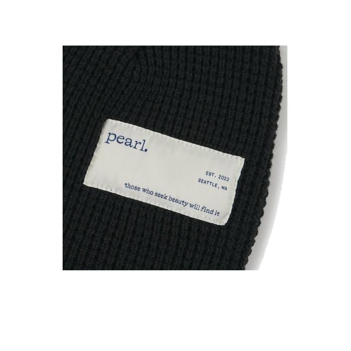 Hidden Label Waffle Beanie (Black)