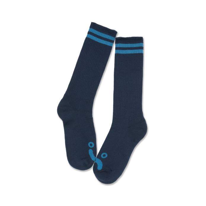 Long Rib Socks Happy Sad (Dark Blue/Blue)