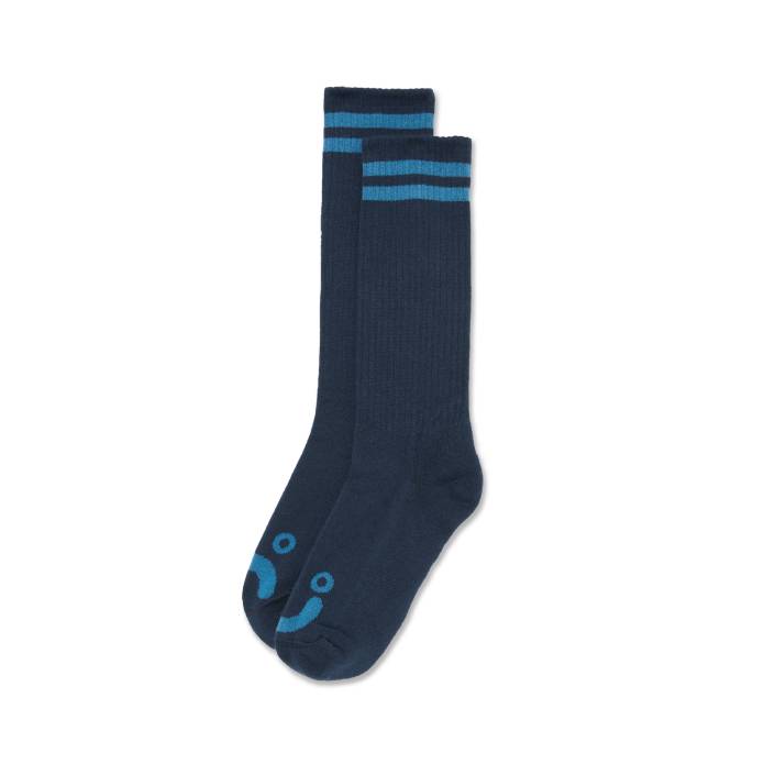 Long Rib Socks Happy Sad (Dark Blue/Blue)