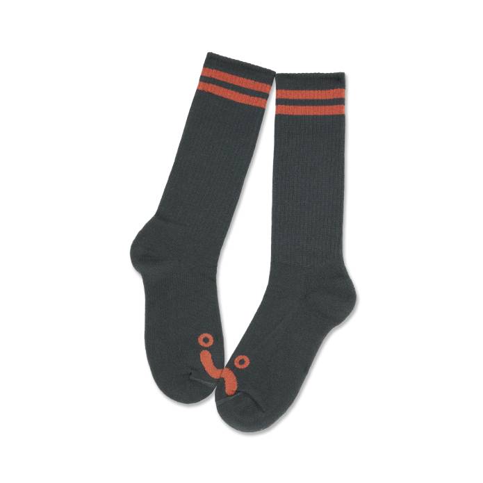 Long Rib Socks Happy Sad (Graphite/Orange)