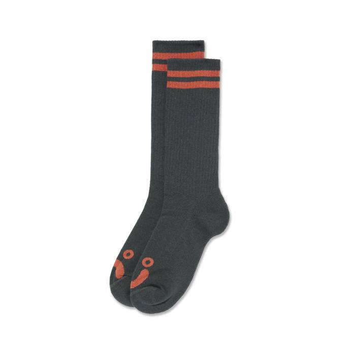Long Rib Socks Happy Sad (Graphite/Orange)