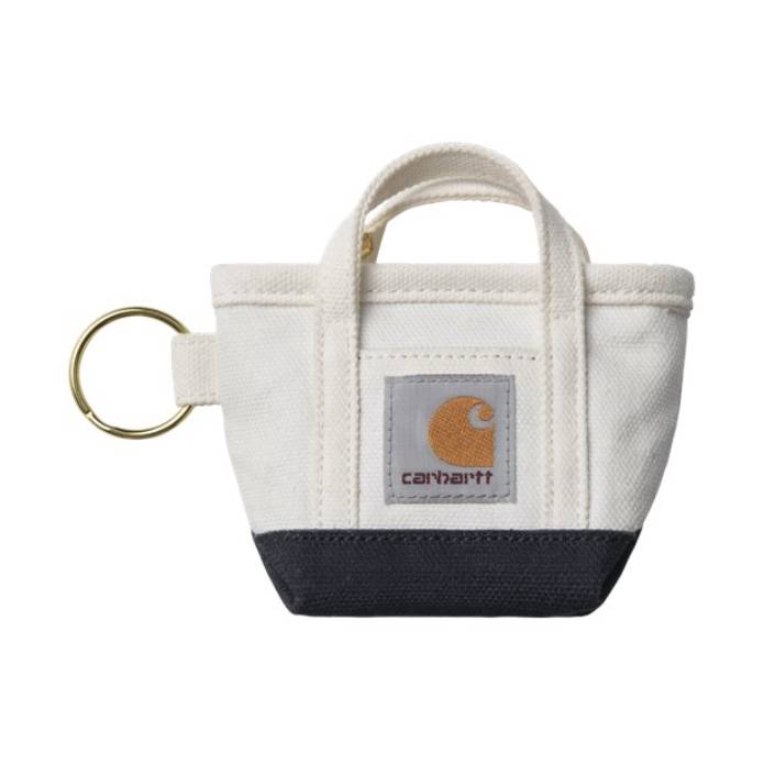 Mini Tote Bag Keychain (Natural/Blue)