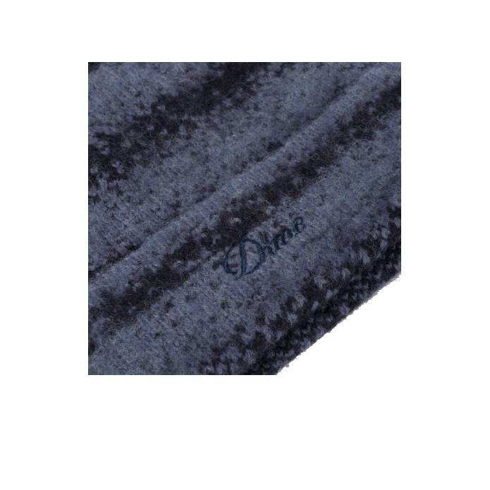 Mohair Striped Beanie (Blue)