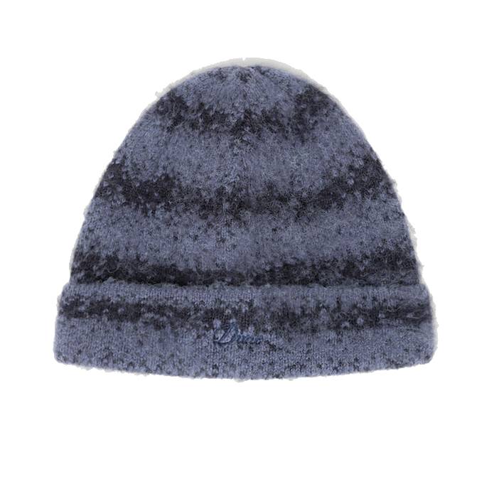 Mohair Striped Beanie (Blue)