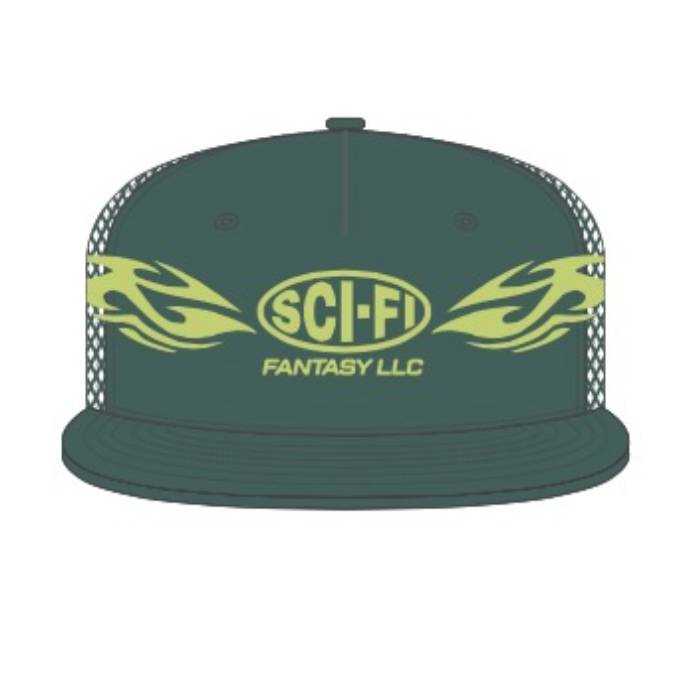 Origin Mesh Hat (Green) — Blue Flowers