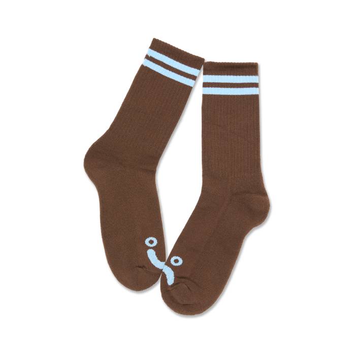 Rib Socks Happy Sad (Brown/Blue)