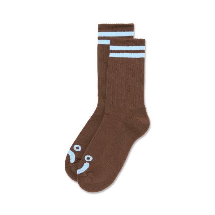Rib Socks Happy Sad (Brown/Blue)