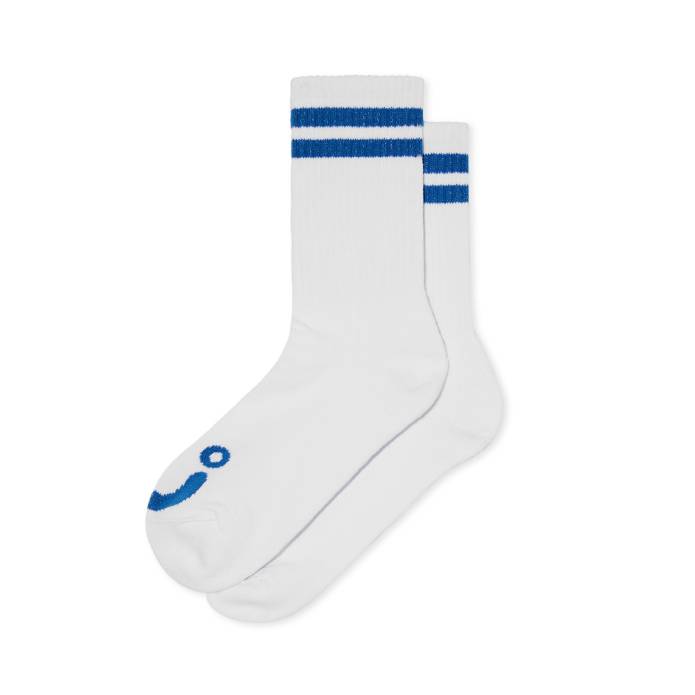 Rib Socks Happy Sad (White/Blue)