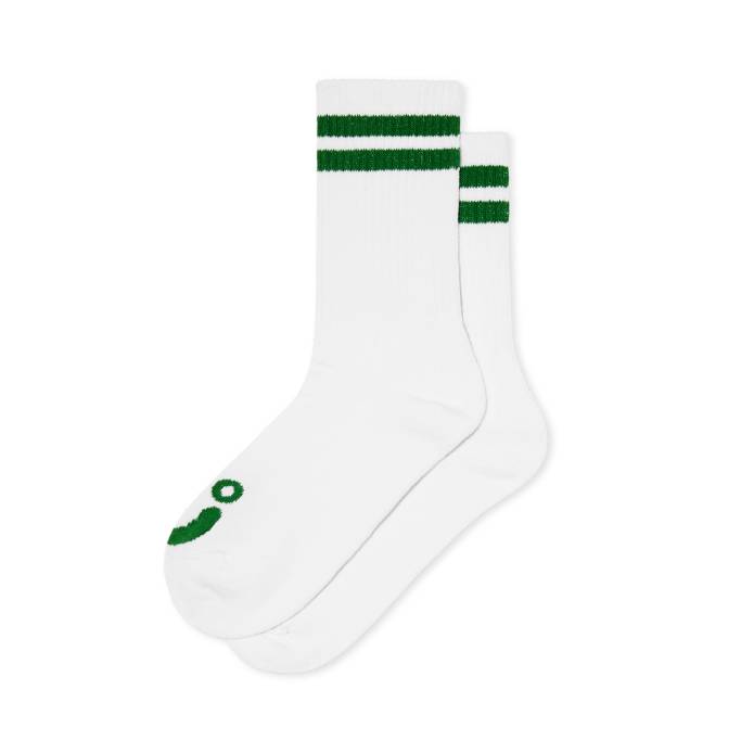 Rib Socks Happy Sad (White/Green)