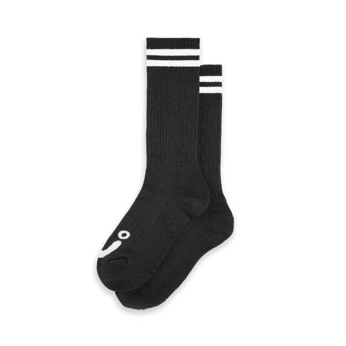 Rib Socks Long Happy Sad (Black/White)