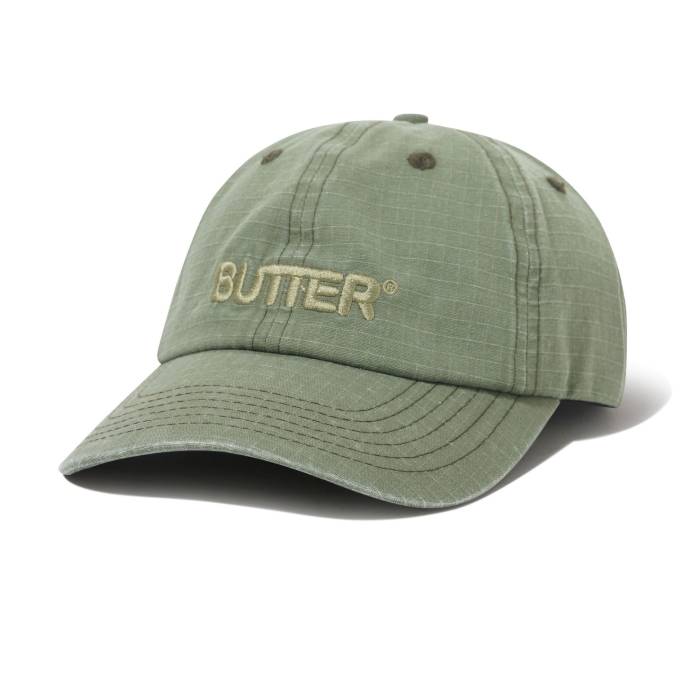 Ripstop Rounded Logo 6 Panel Cap (Washed Army)