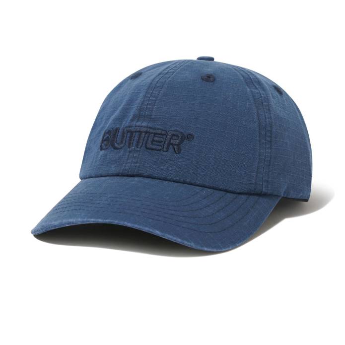 Ripstop Rounded Logo 6 Panel Cap (Washed Navy)