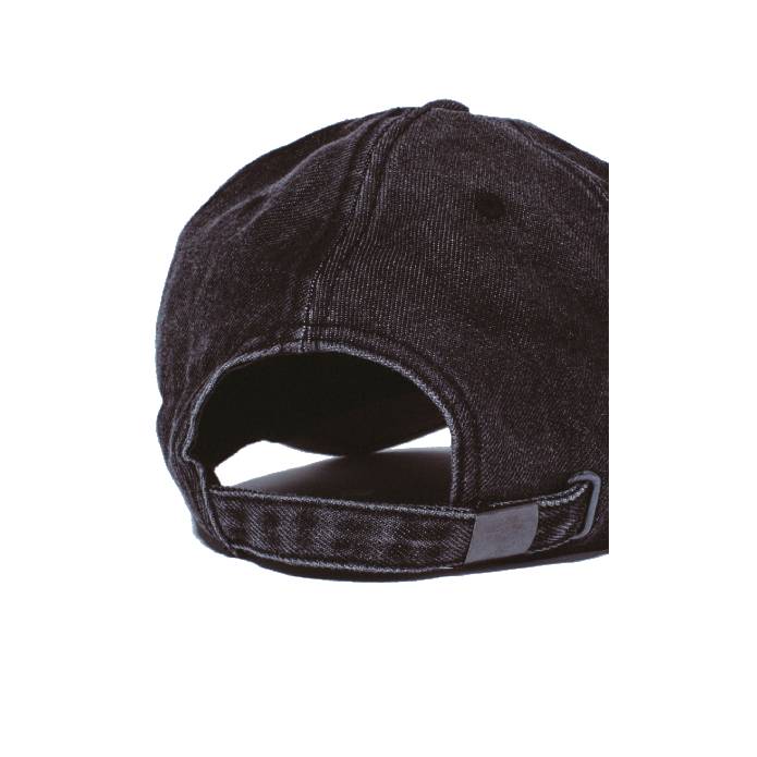 Three Spiral Washed Denim 6-Panel Hat (Black)