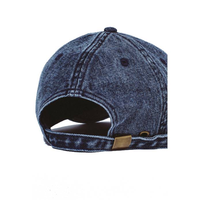 Three Spiral Washed Denim 6-Panel Hat (Blue Denim)