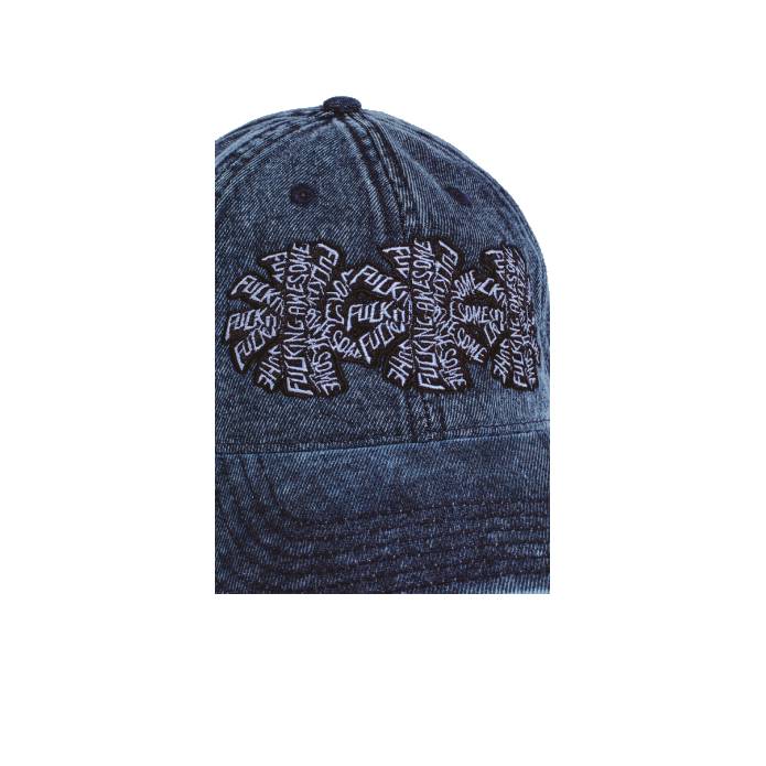 Three Spiral Washed Denim 6-Panel Hat (Blue Denim)