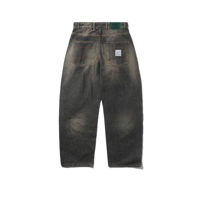 Wide Cut Denim Jeans (Faded Brown Wash)